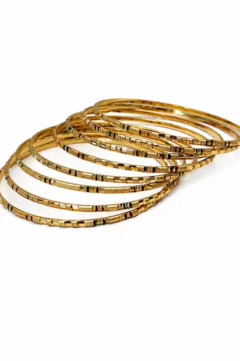 Ethnic design, multicolour enamel accents, stackable style, traditional wear, slim band
