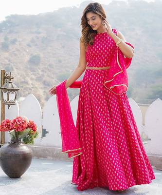 Foil Printed Ready to Wear Lehenga Choli With Dupatta 1
