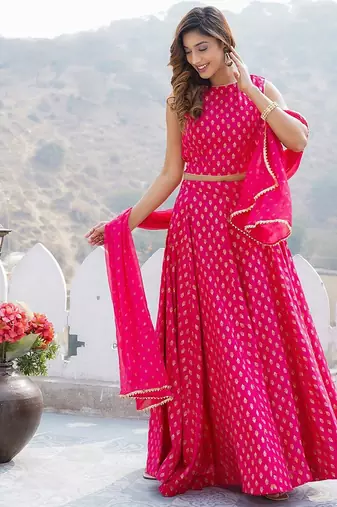 Foil Printed Ready to Wear Lehenga Choli With Dupatta