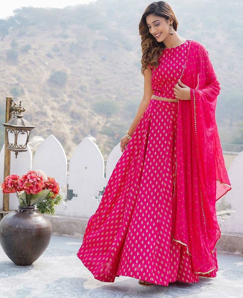 Foil Printed Ready to Wear Lehenga Choli With Dupatta