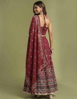 Printed Sequinned Ready to Wear Lehenga & Blouse With Dupatta 2