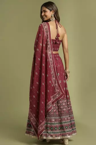 Printed Sequinned Ready to Wear Lehenga & Blouse With Dupatta
