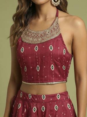 Printed Sequinned Ready to Wear Lehenga & Blouse With Dupatta 4