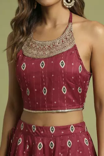 Printed Sequinned Ready to Wear Lehenga & Blouse With Dupatta
