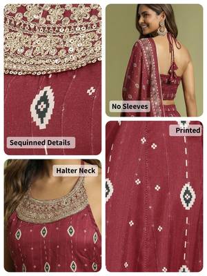 Printed Sequinned Ready to Wear Lehenga & Blouse With Dupatta 8