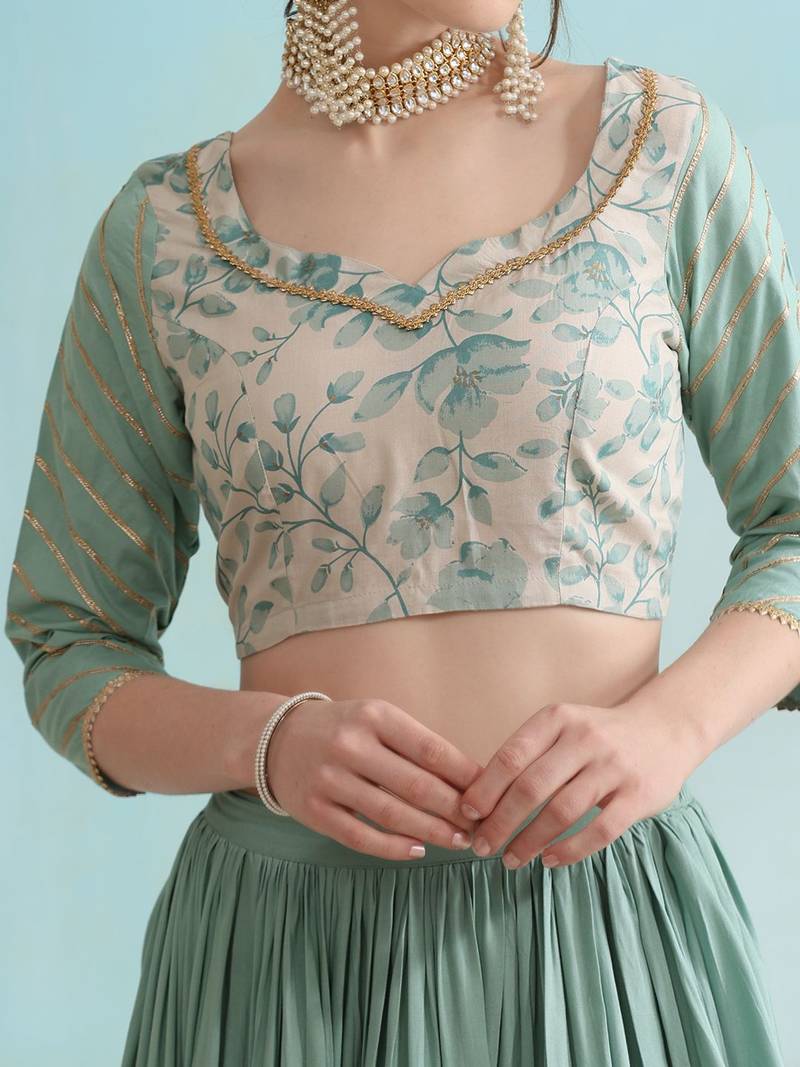 Floral Printed Ready To Wear Lehenga & Blouse With Dupatta
