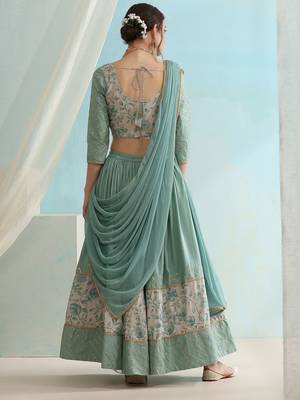 Floral Printed Ready To Wear Lehenga & Blouse With Dupatta 6