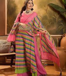 Round Neck Leheriya Printed Pure Cotton Lehenga And Choli With Dupatta