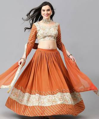 Floral Woven Design Gotta Patti Ready to Wear Lehenga & Blouse With Dupatta 1