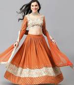 Floral Woven Design Gotta Patti Ready to Wear Lehenga & Blouse With Dupatta