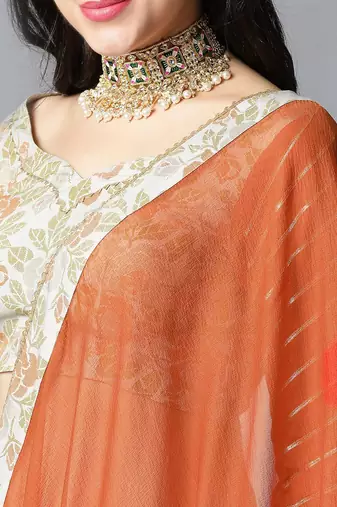 Floral Woven Design Gotta Patti Ready to Wear Lehenga & Blouse With Dupatta