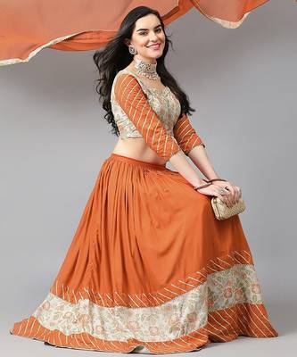 Floral Woven Design Gotta Patti Ready to Wear Lehenga & Blouse With Dupatta 6