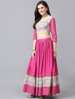 Floral Printed Gotta Patti Ready To Wear Lehenga & Blouse With Dupatta 5