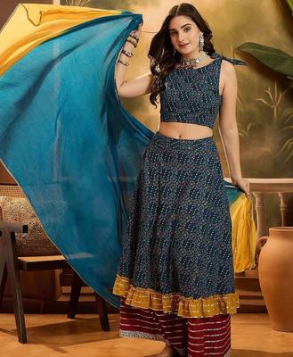 Printed Ready To Wear Lehenga & Blouse With Dupatta 1