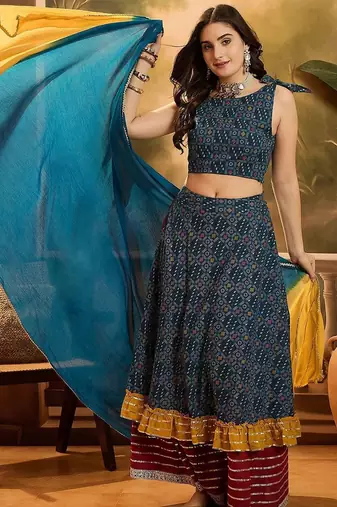 Printed Ready To Wear Lehenga & Blouse With Dupatta