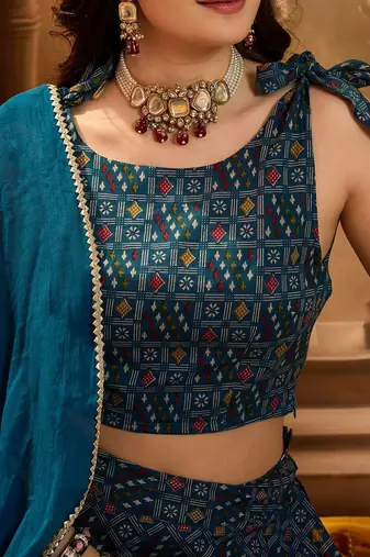 Printed Ready To Wear Lehenga & Blouse With Dupatta
