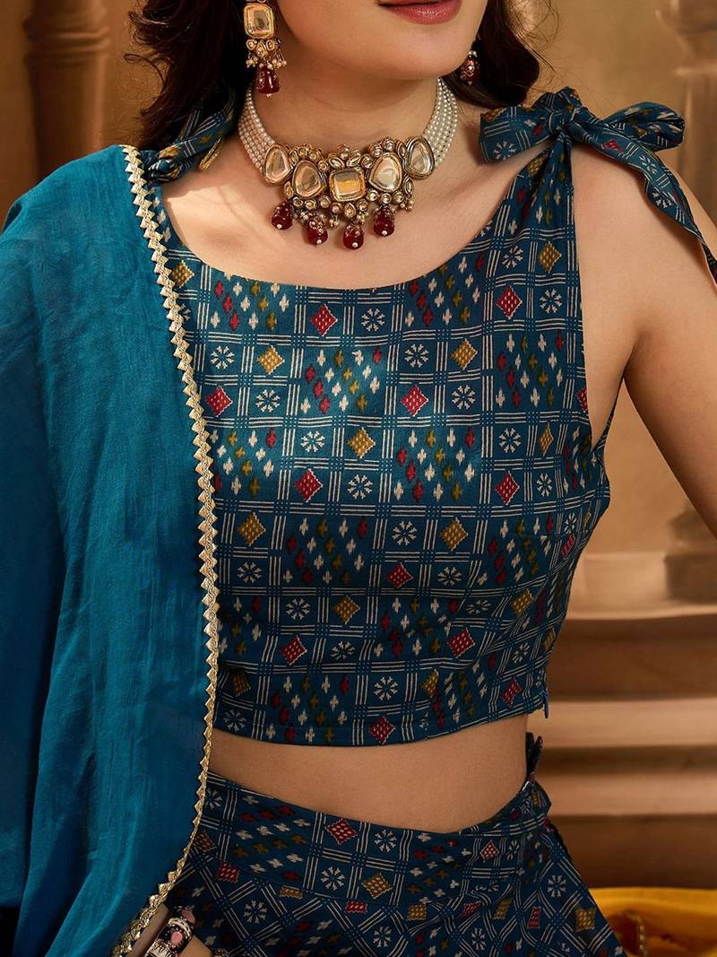 Printed Ready To Wear Lehenga & Blouse With Dupatta