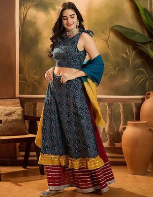 Printed Ready To Wear Lehenga & Blouse With Dupatta 4