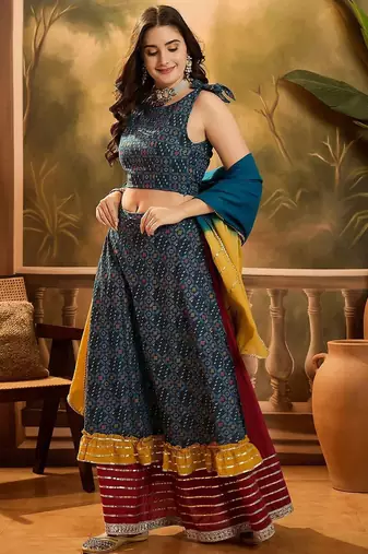 Printed Ready To Wear Lehenga & Blouse With Dupatta