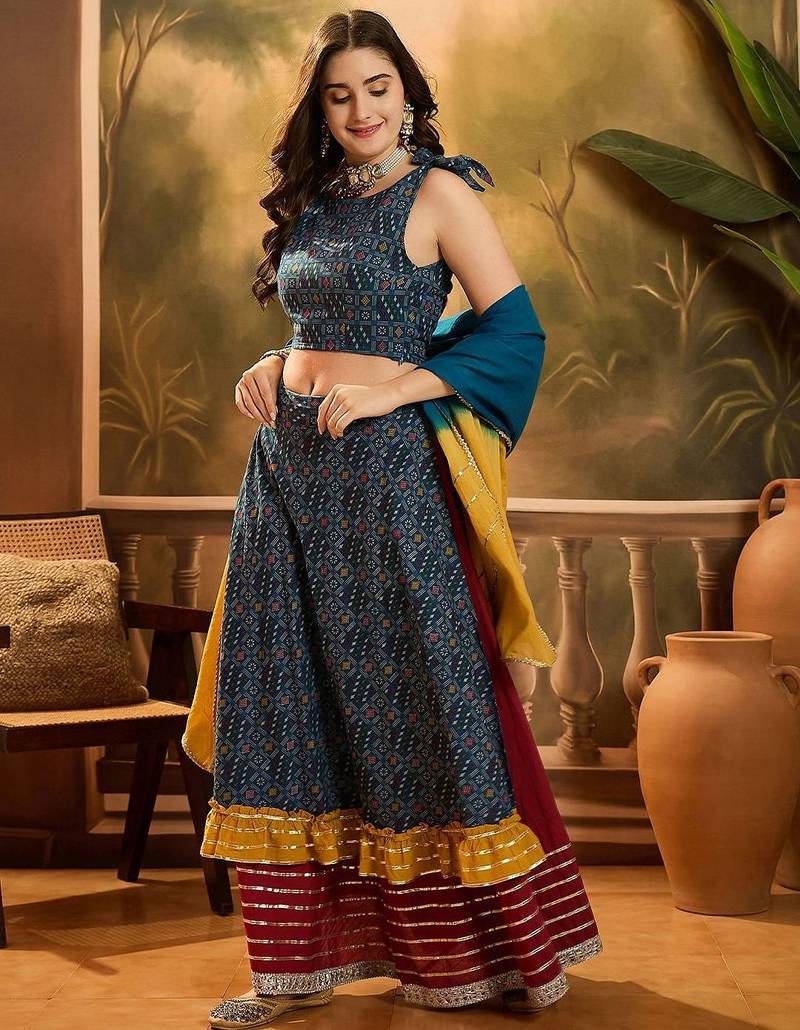 Printed Ready To Wear Lehenga & Blouse With Dupatta