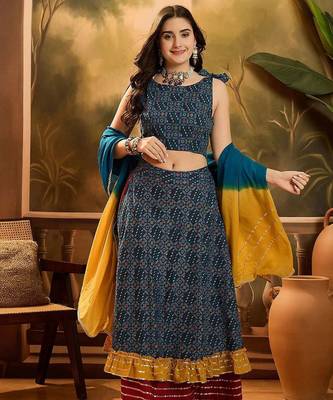 Printed Ready To Wear Lehenga & Blouse With Dupatta 6