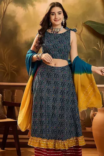 Printed Ready To Wear Lehenga & Blouse With Dupatta