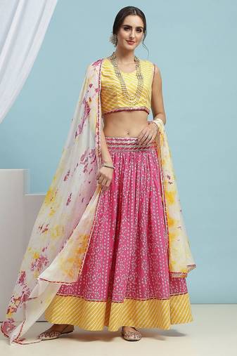 Printed Cotton Ready to Wear Lehenga & Blouse With Dupatta