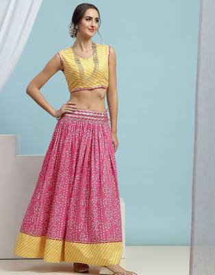 Printed Cotton Ready to Wear Lehenga & Blouse With Dupatta 3