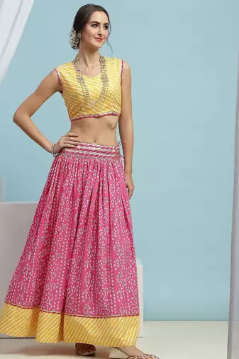 Printed Cotton Ready to Wear Lehenga & Blouse With Dupatta