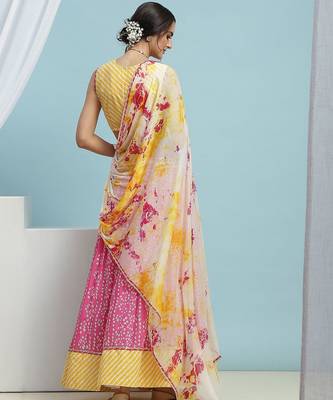 Printed Cotton Ready to Wear Lehenga & Blouse With Dupatta 4