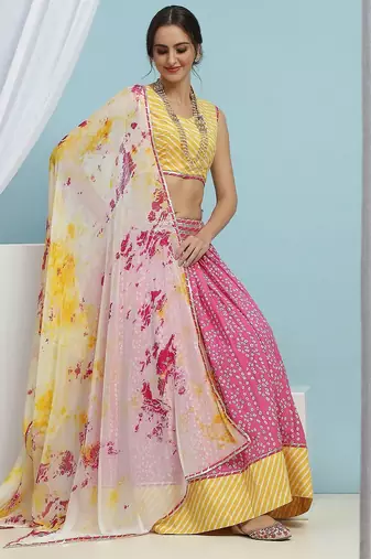 Printed Cotton Ready to Wear Lehenga & Blouse With Dupatta