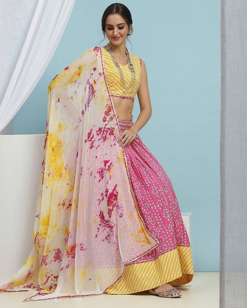 Printed Cotton Ready to Wear Lehenga & Blouse With Dupatta