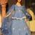Women Blue Printed Gotta Patti Lehriya Ready to Wear Lehenga & Blouse With Dupatta