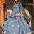 Women Blue Printed Gotta Patti Lehriya Ready to Wear Lehenga & Blouse With Dupatta