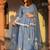 Women Blue Printed Gotta Patti Lehriya Ready to Wear Lehenga & Blouse With Dupatta