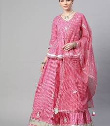 Pink & White Printed Ready to Wear Lehenga & Blouse With Dupatta