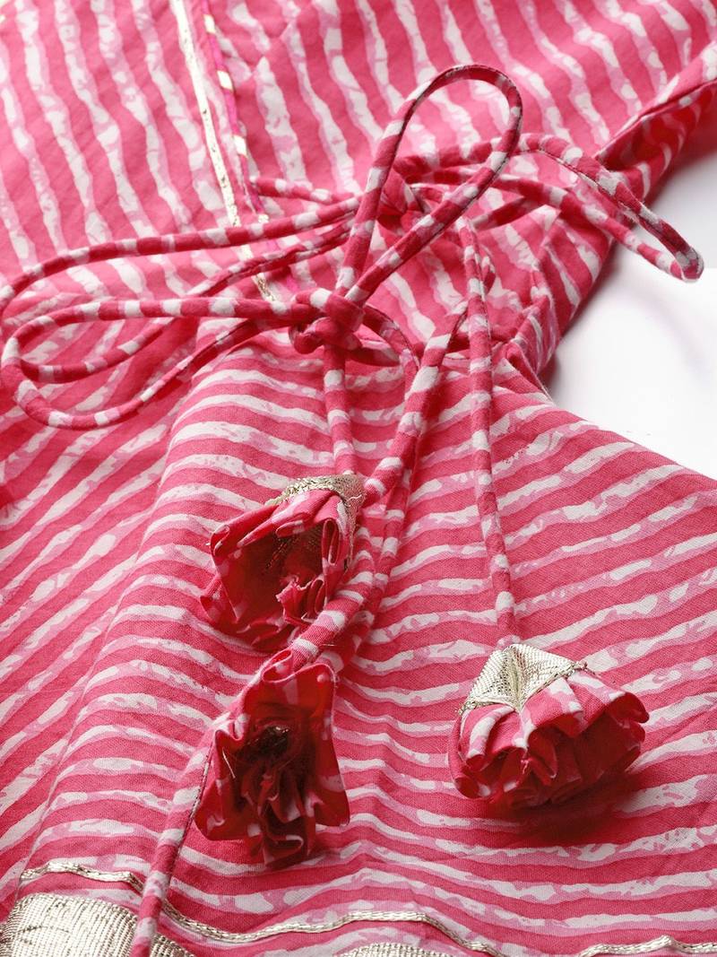Pink & White Printed Ready to Wear Lehenga & Blouse With Dupatta