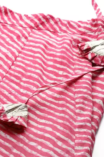 Pink & White Printed Ready to Wear Lehenga & Blouse With Dupatta