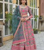 Printed Sequinned Cotton Ready to Wear Lehenga & Blouse With Dupatta