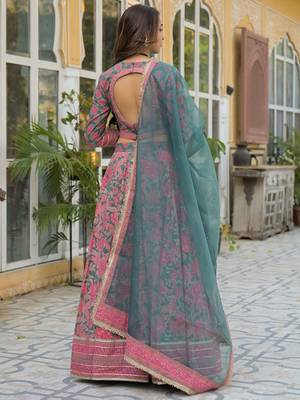 Printed Sequinned Cotton Ready to Wear Lehenga & Blouse With Dupatta 5