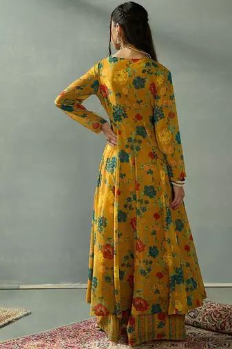 Women Floral Printed Wrap Anarkali Kurta with Palazzos