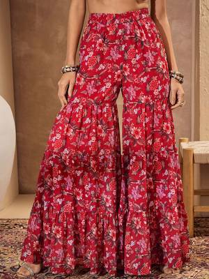 Floral Printed Gotta Patti Straight Kurti with Sharara 7