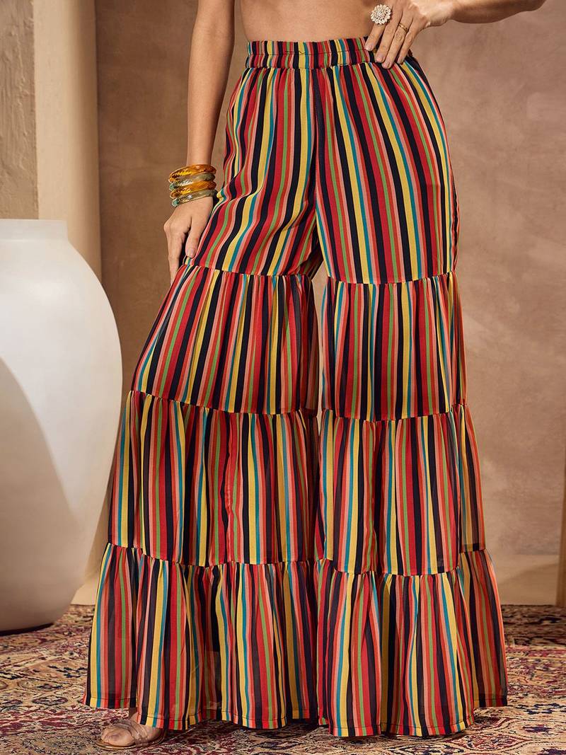 Floral Printed Gotta Patti Straight Kurti with Sharara