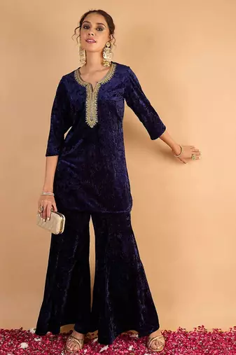 Women Ethnic Motifs Embroidered Kurta with Palazzo