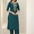 Floral Embroidered Notch Neck Sequinned Straight Kurta With Trousers & Dupatta