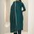 Floral Embroidered Notch Neck Sequinned Straight Kurta With Trousers & Dupatta