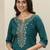Floral Embroidered Notch Neck Sequinned Straight Kurta With Trousers & Dupatta