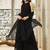 Floral Black Halter Neck Sleeveless A-Line Kurta With Palazzos & Dupatta Set