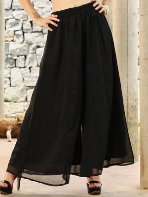 Floral Black Halter Neck Sleeveless A-Line Kurta With Palazzos & Dupatta Set 6