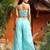 Blue Embroidered Square Neck Top With Shrug & Palazzos Flared Co-Ords